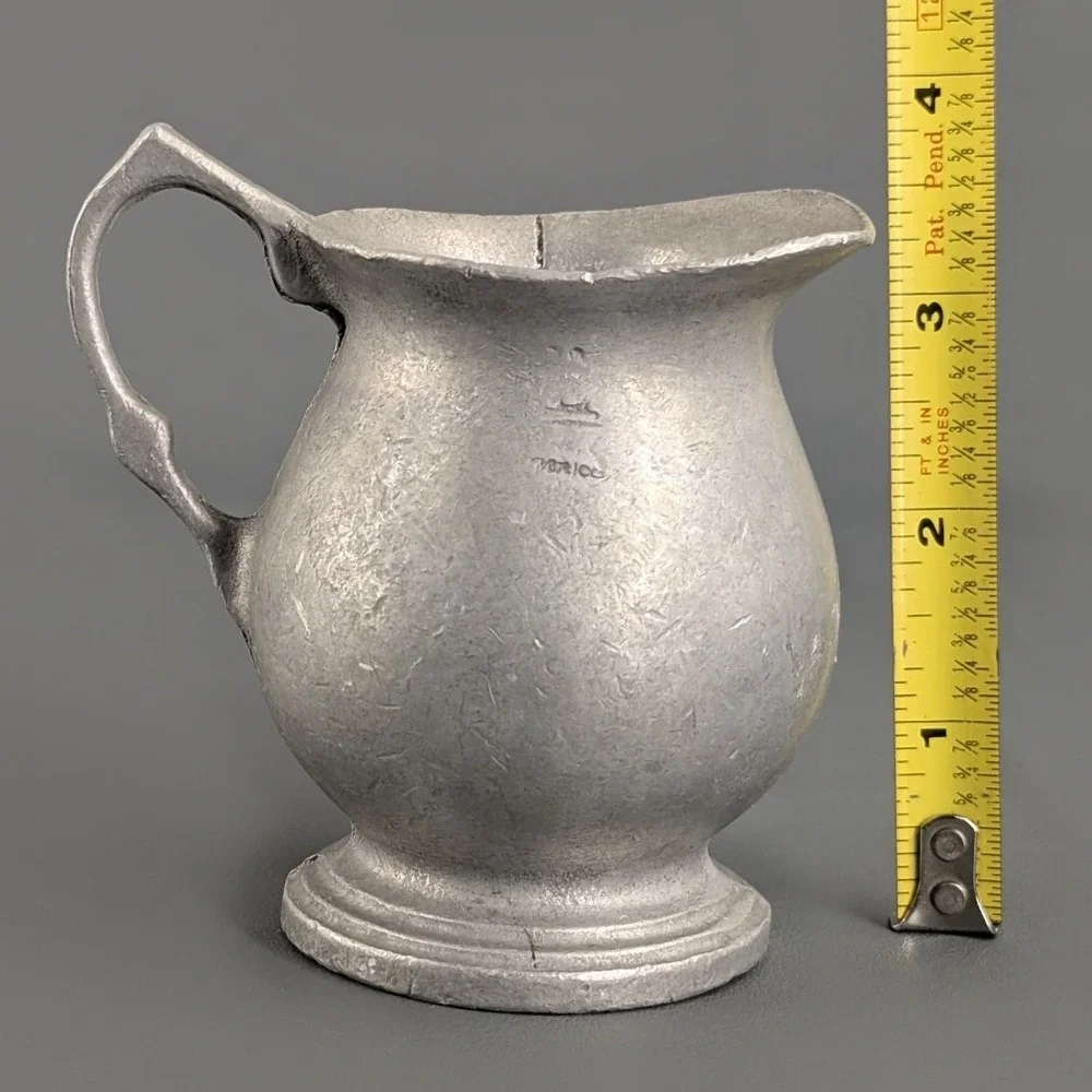 Vintage Pewter Mini Creamer Pitcher 3.5 Inch Small Silver Tone Jug